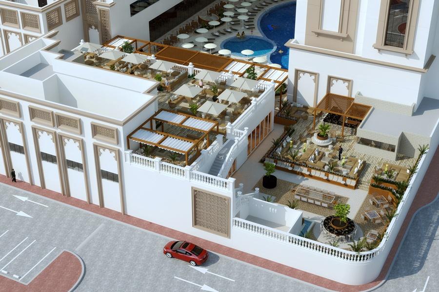 דובאי Al Jaddaf Rotana Suite Hotel מראה חיצוני תמונה 3D rendering of a restaurant